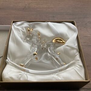 Pier 1 Imports Rocking Horse Christmas Ornament Glass Gold Accents